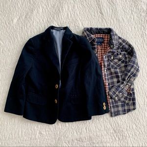 TH Navy Suit Jacket/Blazer & Lucky Brand Flannel